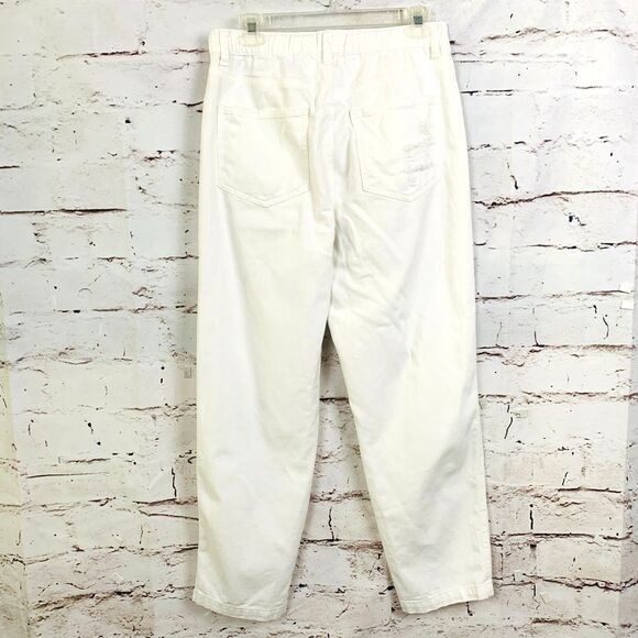 Aerie Pants Women's Medium White Wide Leg Distressed Drawstring Baggy Casual - Picture 2 of 10